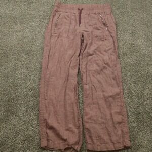 Athleta Pants Womens Size 14 Cabo Linen Wide Leg  Pull On Drawstring Zipper p